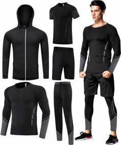 img 4 attached to Get Fit And Look Great With BOOMCOOL Men'S Workout Clothes - Compression Pants, Shirts, And Jackets For Gym And Outdoor Activities