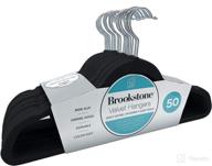 brookstone 50 pack non-slip velvet 👕 hangers: lightweight, durable, and space-saving closet organization solution логотип