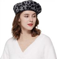 women's french vintage leopard print wool soft winter warm beret beanie hat logo