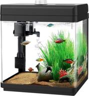 🐠 aqqa 1.5 gallon aquarium kits: small fish tank with filter and light - 8 colors adjustable for freshwater & saltwater betta fish tank kit - perfect office & home decor (black) логотип