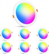 smart led recessed ceiling light downlight 12w 1000 lm 5000k rgb dimmable app million colors diy scenes timer 23 color changing modes 6 packs логотип