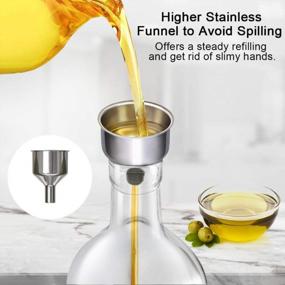 img 1 attached to Stylish And Practical: GMISUN Oil And Vinegar Dispenser Set With Stainless Steel Rack And Glass Bottles For Cooking And Kitchen Needs