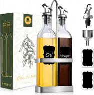 stylish and practical: gmisun oil and vinegar dispenser set with stainless steel rack and glass bottles for cooking and kitchen needs logo