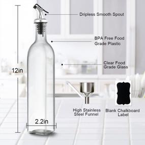 img 3 attached to Stylish And Practical: GMISUN Oil And Vinegar Dispenser Set With Stainless Steel Rack And Glass Bottles For Cooking And Kitchen Needs