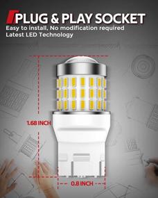 img 2 attached to Torchbeam 7440 7443 LED Bulbs 300% Brighter, T20 7441 7444 W21W Tail Brake Lights Bulb, White 6000K Wedge LED Bulbs With Projector, Replcement For Reverse/Tail Lights/Side Marker Light, Pack Of 2
