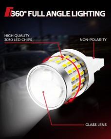 img 1 attached to Torchbeam 7440 7443 LED Bulbs 300% Brighter, T20 7441 7444 W21W Tail Brake Lights Bulb, White 6000K Wedge LED Bulbs With Projector, Replcement For Reverse/Tail Lights/Side Marker Light, Pack Of 2