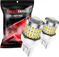 torchbeam 7440 7443 led bulbs 300% brighter, t20 7441 7444 w21w tail brake lights bulb, white 6000k wedge led bulbs with projector, replcement for reverse/tail lights/side marker light, pack of 2 logo