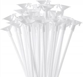 img 4 attached to Белые палочки для воздушных шаров с чашками, 50 шт. — модернизированные, многоразовые и прочные пластиковые держатели для вечеринок по случаю дня рождения, свадьбы, юбилея и карнавала