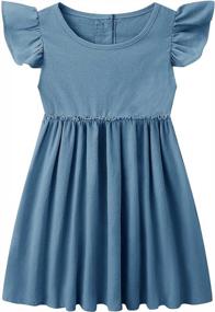 img 4 attached to Lymanchi Toddler Girl Linen Ruffle Sleeve Dress Button Down Sleeveless Casual Party Kid Dresses