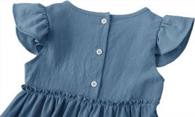 img 1 attached to Lymanchi Toddler Girl Linen Ruffle Sleeve Dress Button Down Sleeveless Casual Party Kid Dresses