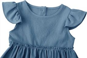 img 2 attached to Lymanchi Toddler Girl Linen Ruffle Sleeve Dress Button Down Sleeveless Casual Party Kid Dresses