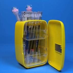 img 3 attached to Yellow Mini Refrigerator Pen Holder & Piggy Bank Teacher Gift For Women
