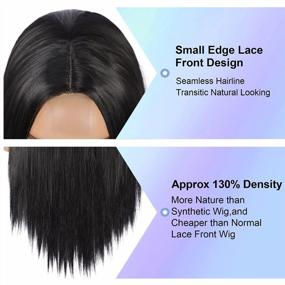 img 2 attached to Get Your Perfect Look With Kalyss Synthetic Lace Wigs – Long, Straight, And Soft Touch Heat Resistant Wig For Women!