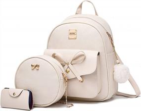img 4 attached to Women'S Mini Leather Backpack Purse With Bowknot, Cute Casual Travel Daypacks For Girls