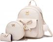 women's mini leather backpack purse with bowknot, cute casual travel daypacks for girls logo