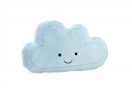 plush happy cloud shaped decorative pillow by little love nojo - adorable nursery pillow, playroom decoration, cute blue throw pillow with silver accents logo
