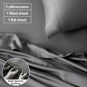 img 1 attached to EASELAND Queen Size Sheets - 100% Eucalyptus Lyocell Cooling Silk Tencel Bed Sheets - 4 Piece Percale Hotel Style Set - Luxuriously Soft And Silky For Hot Sleepers (16 Inch Pocket, Grey)