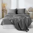 easeland queen size sheets - 100% eucalyptus lyocell cooling silk tencel bed sheets - 4 piece percale hotel style set - luxuriously soft and silky for hot sleepers (16 inch pocket, grey) logo