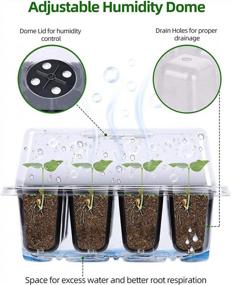 img 3 attached to 5 Pack Seed Starter Tray Kit: 60 Cell Peat Pots, Plant Labels, Tools & Gloves For Greenhouse Germination Growing Starting