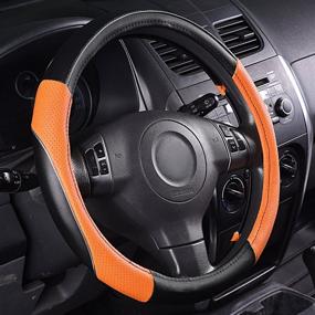 img 4 attached to CAR PASS Rainbow Universal FIT Steering Wheel Cover With PVC Leather