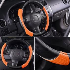 img 3 attached to CAR PASS Rainbow Universal FIT Steering Wheel Cover With PVC Leather