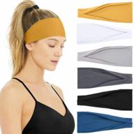 sweat-wicking headbands for women - huachi's yoga workout hair bands in solid summer colors logo