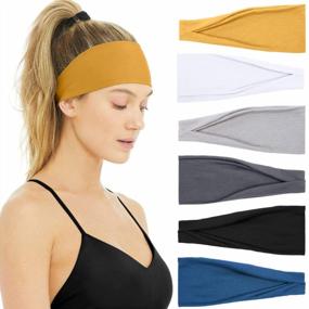 img 4 attached to Sweat-Wicking Headbands For Women - Huachi'S Yoga Workout Hair Bands In Solid Summer Colors