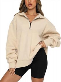 img 4 attached to Stay Cozy All Day With MISSACTIVER Women'S Oversized Quarter Zip Sweatshirt