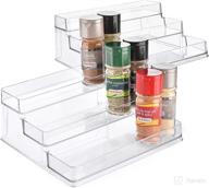 🌶️ 3-tier clear spice rack organizer for cabinet (2-pack) - step shelf - kitchen pantry, countertop, bathroom, bedroom, office, desk, shelf - acrylic - bpa free logo