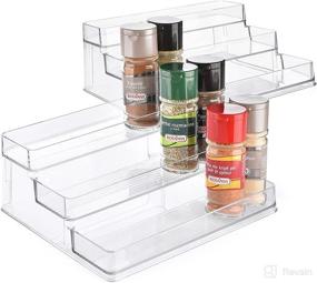 img 4 attached to 🌶️ 3-Tier Clear Spice Rack Organizer for Cabinet (2-Pack) - Step Shelf - Kitchen Pantry, Countertop, Bathroom, Bedroom, Office, Desk, Shelf - Acrylic - BPA Free