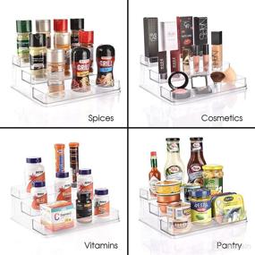 img 3 attached to 🌶️ 3-Tier Clear Spice Rack Organizer for Cabinet (2-Pack) - Step Shelf - Kitchen Pantry, Countertop, Bathroom, Bedroom, Office, Desk, Shelf - Acrylic - BPA Free