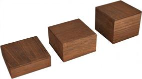 img 1 attached to Стильные и функциональные стояки МООКА деревянные квадратные для дисплея ювелирных изделий и аксессуаров