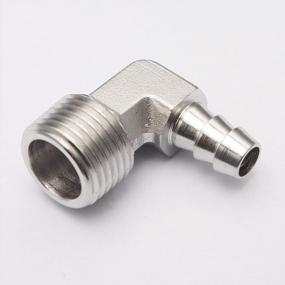 img 1 attached to Pack Of 5 Stainless Steel 316 Barb Fittings With 3/8" Hose Barb And 1/2" Male NPT Air Gas Connection, Featuring 90-Degree Elbow Design By LTWFITTING