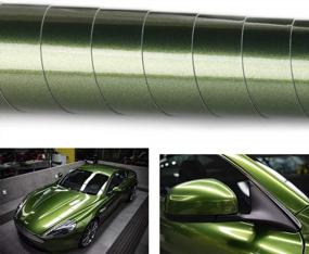img 3 attached to HOHOFILM Gloss Metallic Vinyl Wrap For Car Decal Sticker With Air Bubble Release Strectchable Auto Foil For Car Van Bike,Mamba Green,12"X60