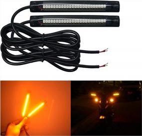 img 4 attached to Universal Motorcycle LED Turn Signal Light: NBWDY 2X 10Cm 24 LED PVC Strip With Blinker Function For Brake And Indicator Lights, 12V Amber Color
