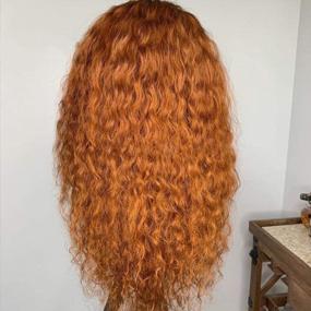img 1 attached to Glamorous Ginger Orange Lace Front Human Hair Wig - 22 Inch Wet Wavy Style For Black Women