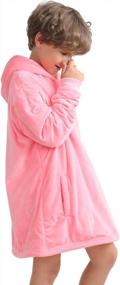 img 3 attached to LetsFunny Oversized Hooded Blanket Sweatshirt - Super Soft & Warm For Kids, Pink | One Size Fits All