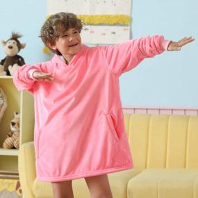 img 1 attached to LetsFunny Oversized Hooded Blanket Sweatshirt - Super Soft & Warm For Kids, Pink | One Size Fits All
