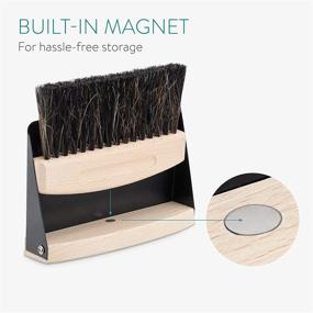 img 2 attached to 🧹 Navaris Wooden Mini Dustpan and Brush Set - Compact Tabletop Sweepers for Countertop - Black Horsehair Brush Included