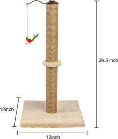 img 2 attached to Ahomdoo Cat Scratching Post: 360 Degree Rotating Furniture Protector with Hanging Ball for Indoor Cats - 26.3 Inches Tall