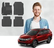 🚗 подгоняемые резиновые коврики для пола honda cr-v для всех погодных условий 2017-2022 | road comforts (черные) логотип