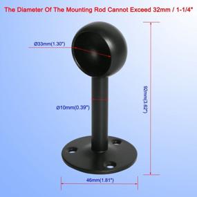 img 3 attached to Matte Black 32Mm/1-1/4" Ceiling Mount Rod Brackets - Stainless Steel Closet Pole Socket Supports (2 Pcs)