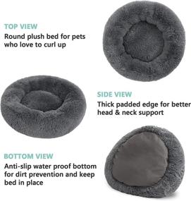 img 2 attached to 🐶 TILLYOU Fluffy Anti-Anxiety Calming Dog Bed for Small to Medium Dogs, Soft Comfy Pet Donut Cuddler with Faux Fur, Round Dog Bed