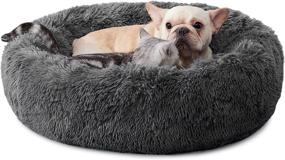 img 4 attached to 🐶 TILLYOU Fluffy Anti-Anxiety Calming Dog Bed for Small to Medium Dogs, Soft Comfy Pet Donut Cuddler with Faux Fur, Round Dog Bed