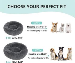 img 1 attached to 🐶 TILLYOU Fluffy Anti-Anxiety Calming Dog Bed for Small to Medium Dogs, Soft Comfy Pet Donut Cuddler with Faux Fur, Round Dog Bed