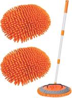 🚗 conliwell 2 in 1 car wash brush mop mitt kit, car cleaning brush duster set, 45&#34; aluminum alloy long handle, 2pcs chenille microfiber mop heads, extension pole, scratch free car cleaning tools logo