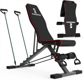 img 4 attached to Adjustable Weight Bench: Full Body Workout, Multi-Purpose Foldable & Folding Dumbbells W/ Elastic Ropes