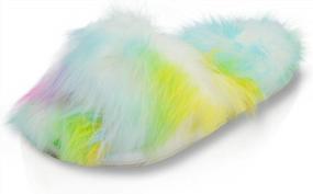 img 4 attached to Stay Comfy And Stylish With LA PLAGE Women'S Plush Antiskid Slippers In Multicolor - Size 5-6 US