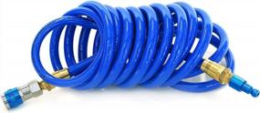 img 4 attached to Steelman 15-Foot Coiled 3/8-Inch ID Air Hose With Reusable 1/4-Inch NPT Brass Fittings, Quick Connect Universal AMT Style Coupler And T-Style Automotive Plug, Kink Resistant Polyurethane Tubing