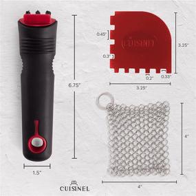 img 3 attached to 🔧 Skillet and Grill Cleaner Kit: Efficient Cast Iron Scrubber Brush + Stainless Steel Chainmail + Pan Scraper - Soft-Touch Confident-Grip Dish Scrub Tool - Tough on Grease, Gentle on Cookware